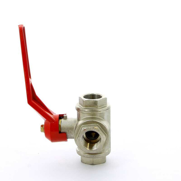 Кран Itap 3/4" шаровый трёхходовой L-порт (красная ручка-рычаг) (1280034L)