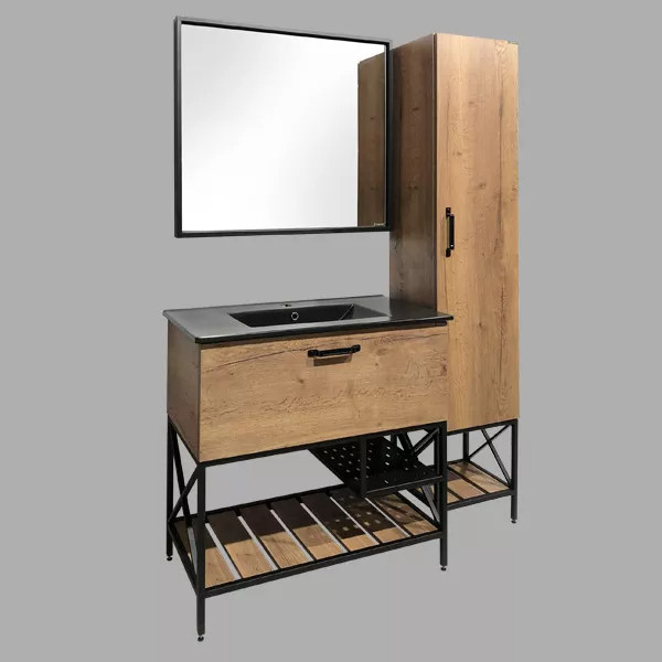 Тумба подвесная с раковиной Comforty Бредфорд 900x465x870 дуб темный (00004148003)