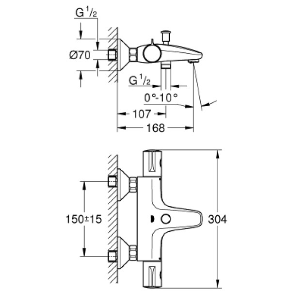 Смеситель термостатический для ванны и душа Grohe Grohtherm 800 (34576000)