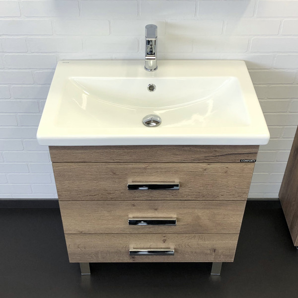 Тумба напольная Comforty Никосия 700x830x450 белый глянцевый с раковиной (00-00001506)