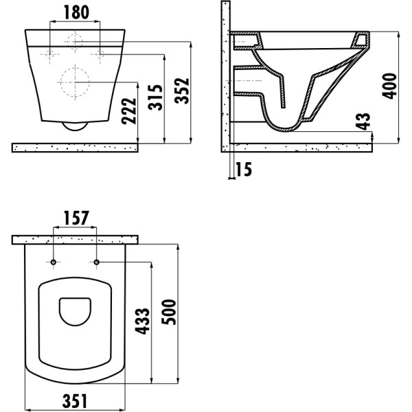 Унитаз подвесной Creavit Sorti 35,1x50x35,7 белый (SR320-11CB00E-0000)