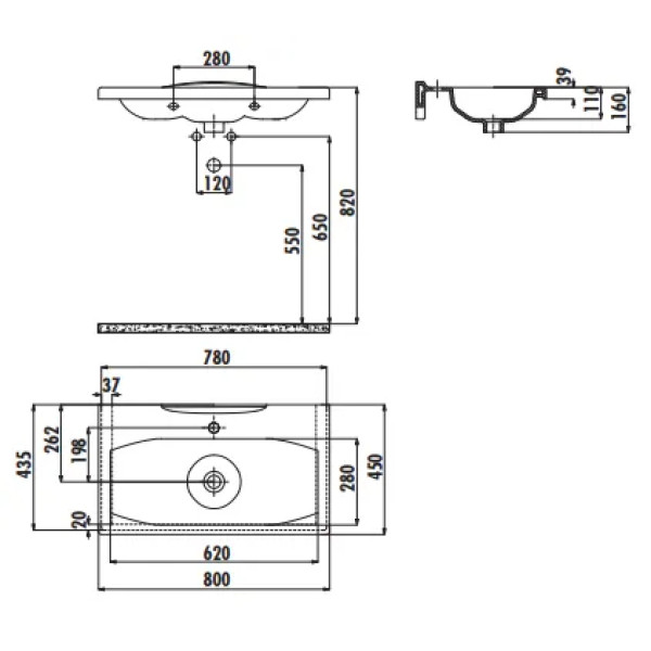 Раковина мебельная Creavit Luna80x45 белая (LN180-00CB00E-0000)