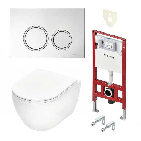 Инсталляция с унитазом TECEspring Base с клавишейхром глянц.унитаз модель R в усил. упак. (K401101WCRP)