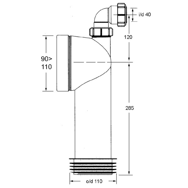 Отвод для унитаза McAlpine 90 град. (белый) с задним подключением 40 мм. (MRWC18)