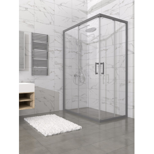 Душевой уголок Triton Фикс-графит 120x80  стекло прозрачное, профиль графит (DK461)