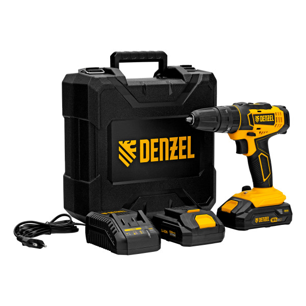 Дрель-шуруповерт аккумуляторная ударная Denzel CID-18-02BM, Li-Ion, 18 В, 2 акк. (26135)