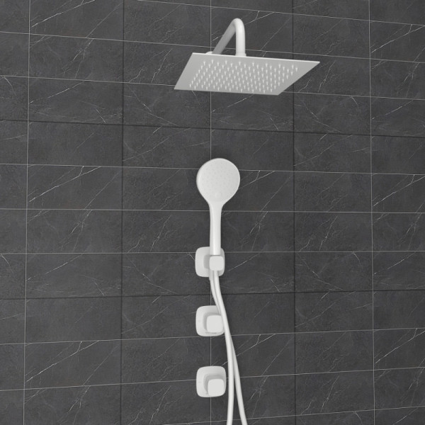 Смеситель для душа встраиваемый с верхней душевой насадкой и лейкой WasserKRAFT белый (A9551.266.146.254.328.156.155)