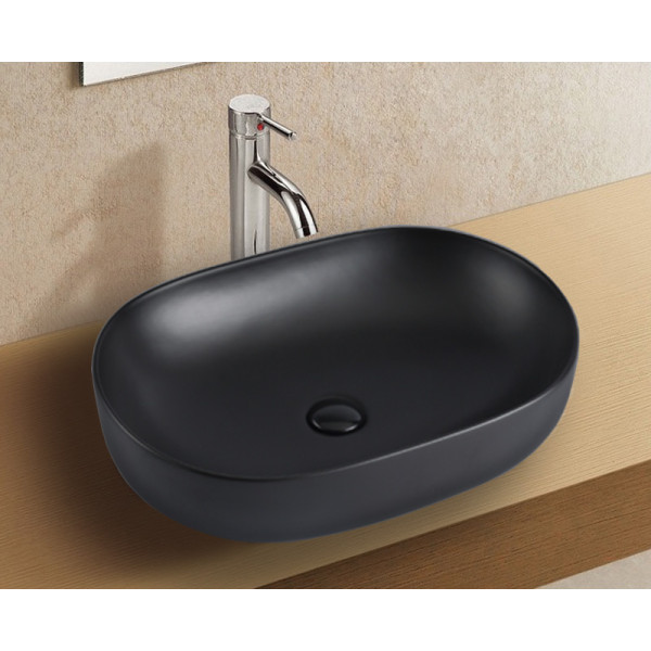 Раковина накладная Azario 60x41,5x13,5 темно серый матовый (AZ-2196MDH)