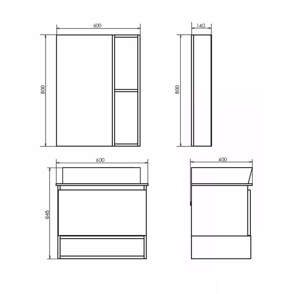 Шкаф зеркальный Comforty Прага 600x140x800 дуб белый (00004147599)