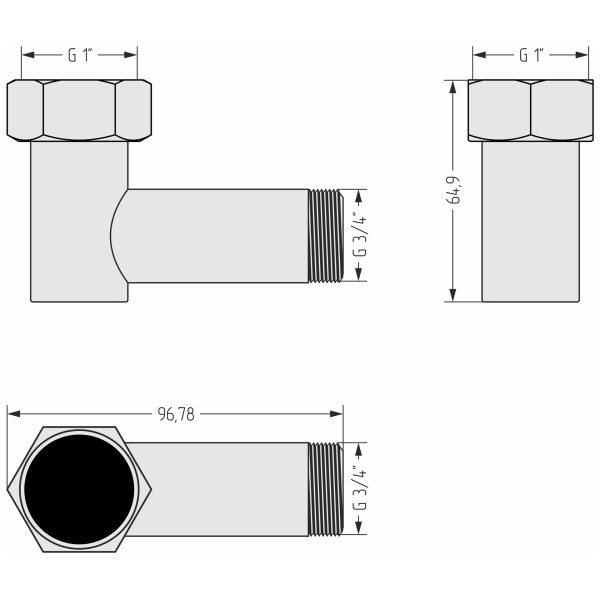 Уголок Стилье 1"x3/4" черный (172000-1034)
