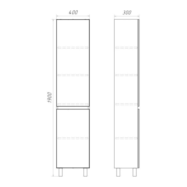 Пенал подвесной Comforty Лозанна 400x300x1900 белый глянцевый (00-00017838)