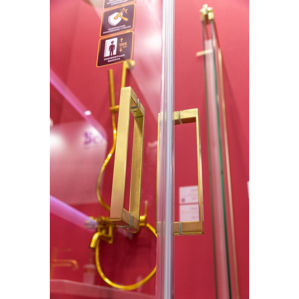 Душевой уголок Cezares Slider 70x100x195 стекло прозрачное, профиль брашированное золото (SLIDER-AH-2-70/80-100/110-C-BORO)