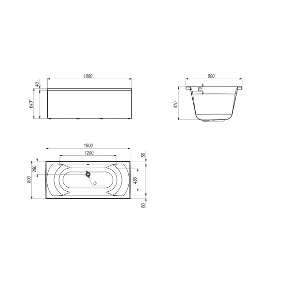 Ванна акриловая Marka One Esma MG 180x80 белая (01эсм1880) Ванна акриловая Marka One Esma MG 180x80 белая (01эсм1880)