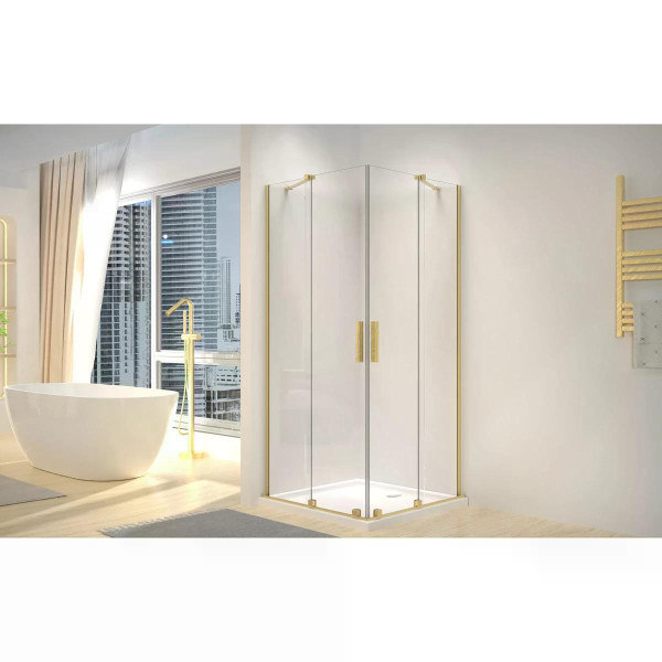 Душевой уголок Rea Montana 90x90x205 gold Mat стекло прозрачное, профиль матовое золото (REA-K6636) Душевой уголок Rea Montana 90x90x205 gold Mat стекло прозрачное, профиль матовое золото (REA-K6636)