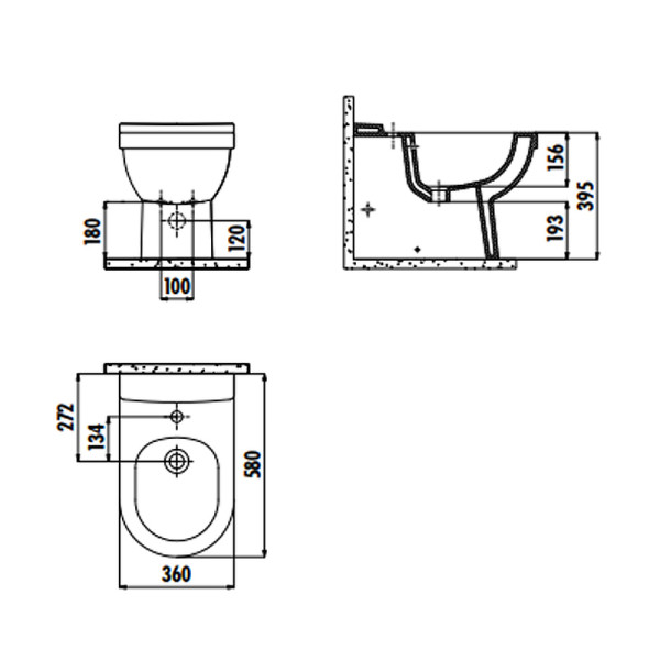 Биде напольное Creavit Vitroya (VT500-00CB00E-0000)