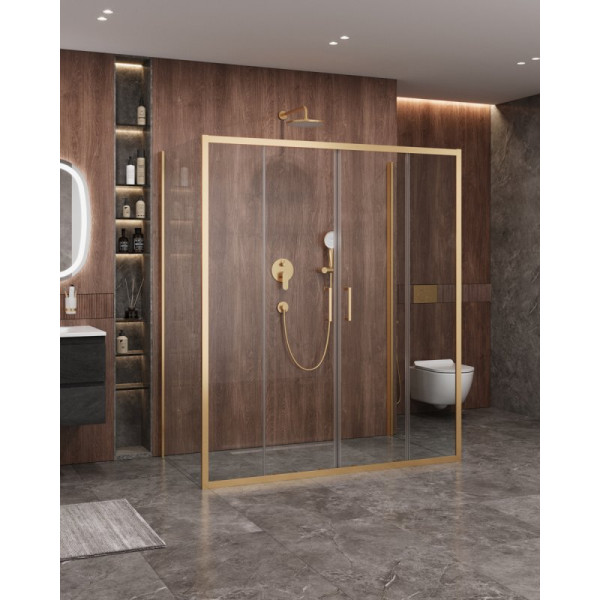 Душевой уголок Cezares Molveno 170x90x195 стекло прозрачное, профиль брашированное золото (MOLVENO-AH-2/2-170/90-C-BORO-IV)