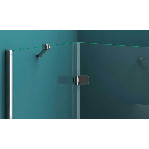 Уголок душевой Belbagno Kraft 90x195 стекло прозрачное с рисунком, профиль хром (KRAFT-P-1-90-C-Cr-L)