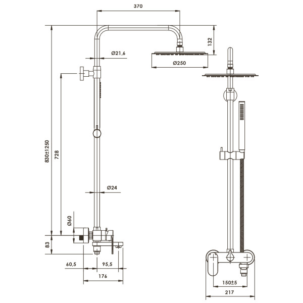 Душевая система WasserKRAFT розовое золото (A17301)
