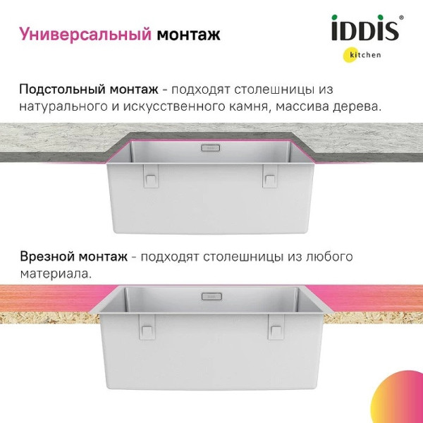 Мойка для кухни врезная Iddis Prime 54x44 нержавеющая сталь сатин (PRI54S0i77)