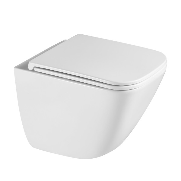 Комплект подвесной унитаз Abber Rechteck AC1220TC белый, с закрытым дном с инсталляцией AC0105 и кнопкой AC0121MW белая матовая (AC1220TC-AC0105-AC012