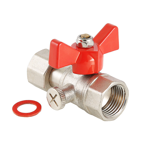 Кран 1/2"х3/8" ВВ шаровый для подключения манометра Valtec (красная бабочка) VT.807.N.0403