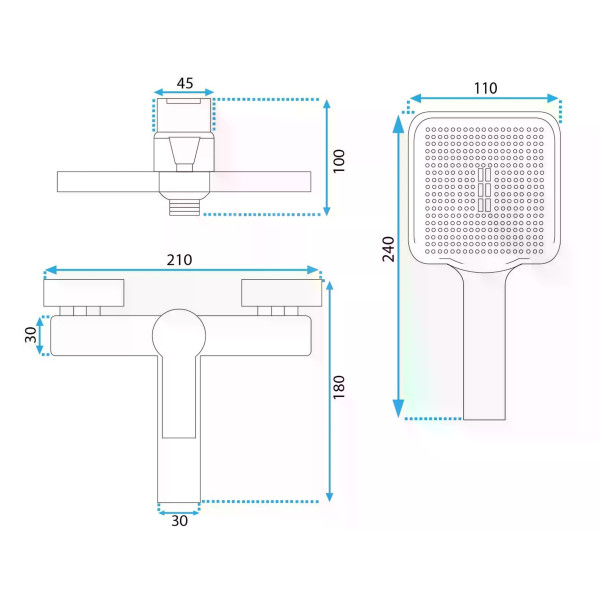 Смеситель для раковины Rea Argus с душевым комплектом оружейная сталь (REA-B8747)