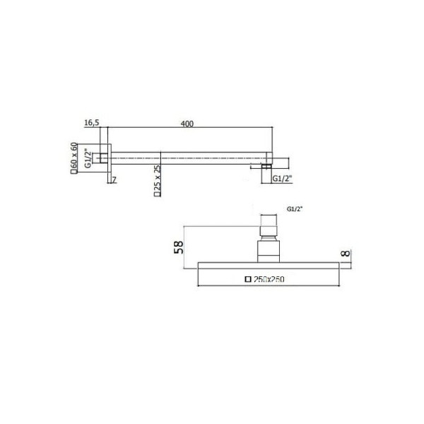 Верхний душ Belbagno Romano хром (ROM-SLD-CRM)
