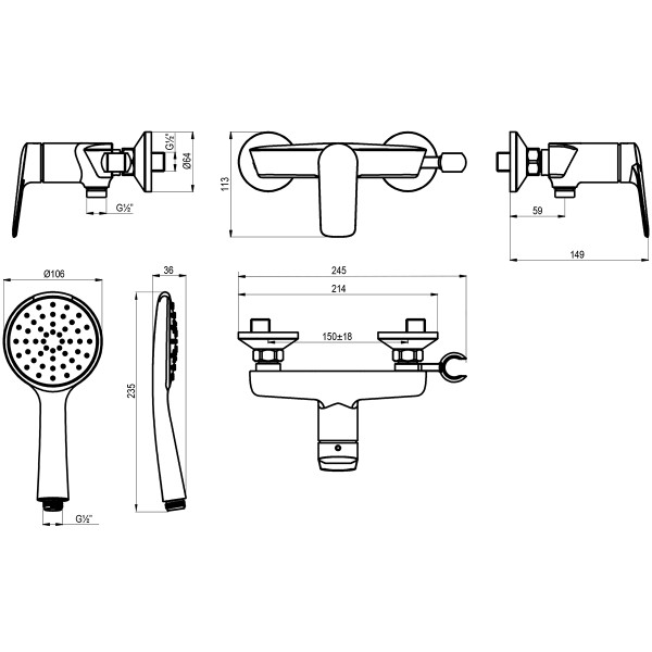 Смеситель для душа Lemark Verba хром (LM11403C)