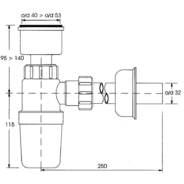 Сифон McAlpine 32 мм для писсуара с отводом (HC2P)