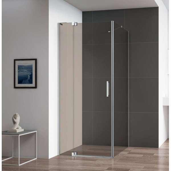 Душевой уголок Cezares Slider 80x80x195 стекло тонированное (бронза), профиль хром (SLIDER-AH-1-80-80/90-BR-Cr)
