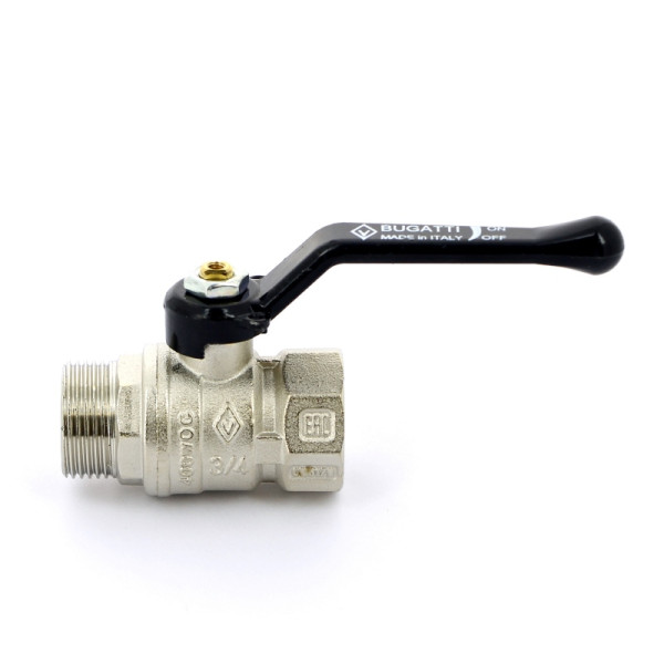 Кран Bugatti 3/4" ВН шаровый Arizona 605 (черная ручка) (06050015)