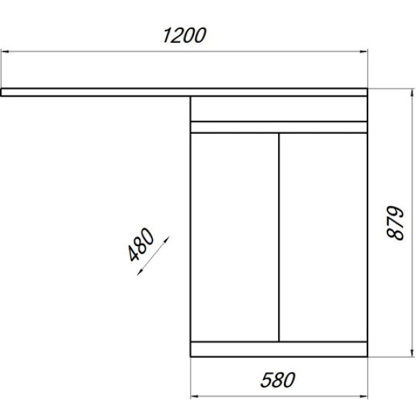 Тумба Melodia Модерн 580 (Даллас-1200) белый) 58x80 белая (MFR79604WT)