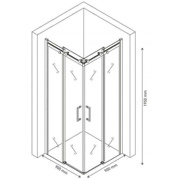Душевой уголок Berges Gelios 900*900*1950 стекло прозрачное, профиль хром сильвер (61022)