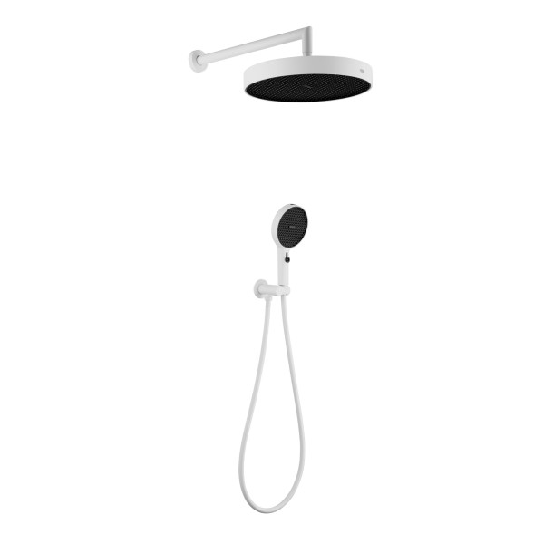 Душевой гарнитур Boheme лейка+верхняя+выпуск+шланг Cell Matt White (427-MW)