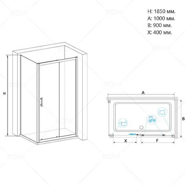 Душевой уголок RGW PA-145 100*90 стекло прозрачное, профиль хром 020814590-11
