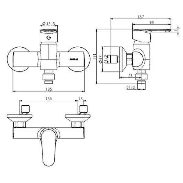 Смеситель для душа Swedbe Mars (1720) Смеситель для душа Swedbe Mars (1720)