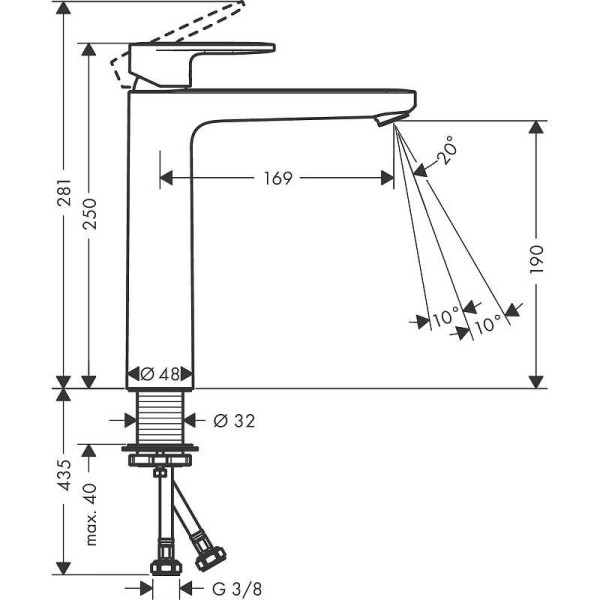 Смеситель для раковины Hansgrohe Vernis Bl черный (71582670)