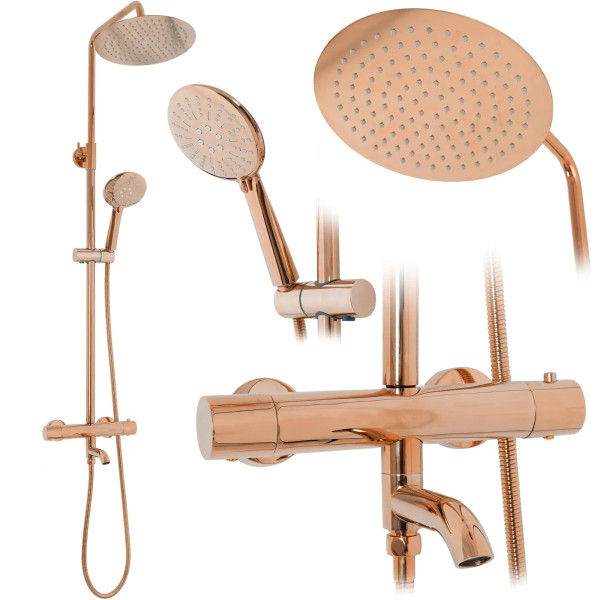 Душевая система термостат с изливом Rea Lungo Rose Gold (REA-P6606) Душевая система термостат с изливом Rea Lungo Rose Gold (REA-P6606)