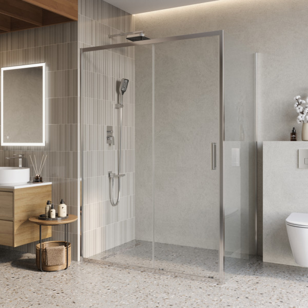 Душевой уголок BelBagno Luce 140x100x195 стекло прозрачное, профиль хром (LUCE-AH-1-140/100-C-Cr)