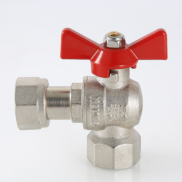 Кран угловой 1/2"х1/2" ВВ шаровый с накидной гайкой Valtec (красная бабочка) VT.266.N.0404 Кран угловой 1/2"х1/2" ВВ шаровый с накидной гайкой Valtec (красная бабочка) VT.266.N.0404