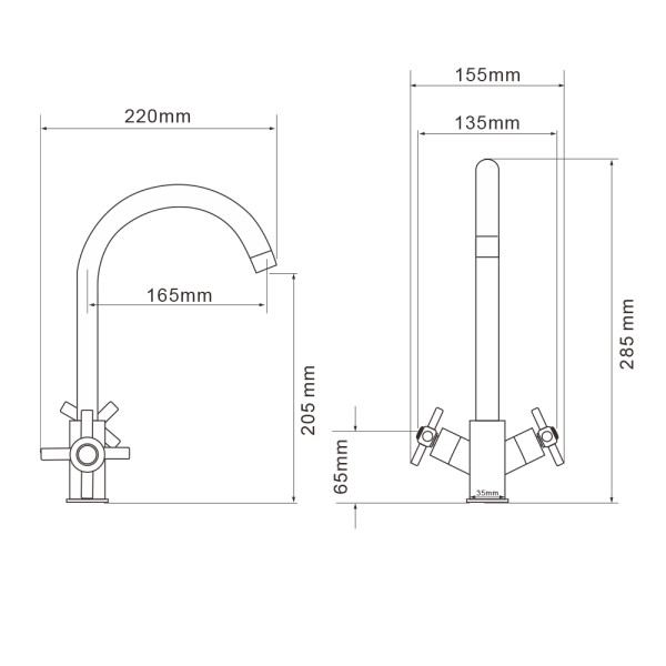 Смеситель для кухни Wesnaart Комета хром (KOM17-110)