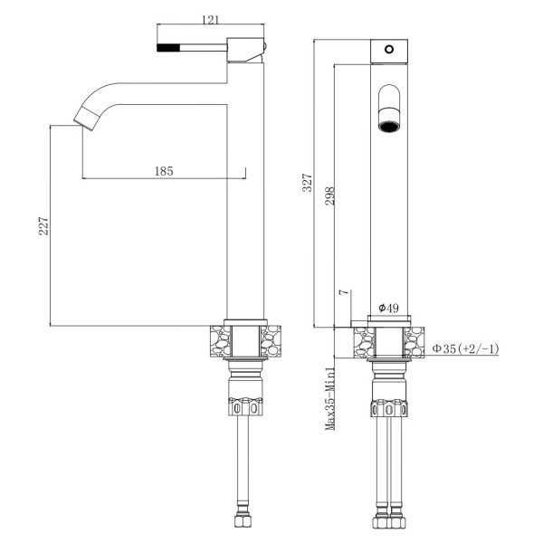 Смеситель для раковины Voda Vessel Gun Metal черный (VSL25GM)
