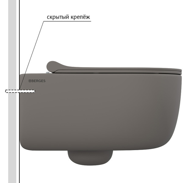 Унитаз подвесной Berges Ego XL 540*360*330 серый (083216) Унитаз подвесной Berges Ego XL 540*360*330 серый (083216)