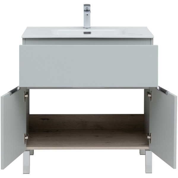 Тумба напольная Aquanet Алвита New 80 1 ящик, 2 дверцы, серый (00277552) Тумба напольная Aquanet Алвита New 80 1 ящик, 2 дверцы, серый (00277552)