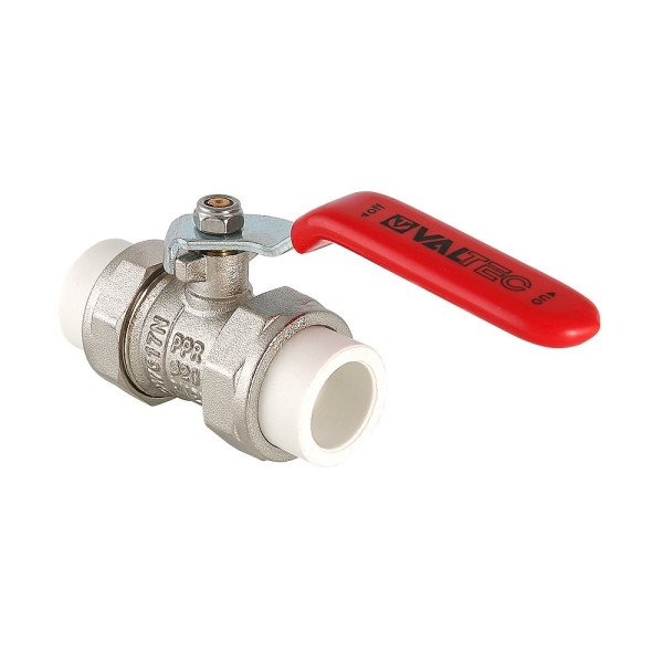 Кран шаровой с двумя переходами на PP-R 20 мм Valtec (латунь, белый) VTp.745.0.020 Кран шаровой с двумя переходами на PP-R 20 мм Valtec (латунь, белый) VTp.745.0.020