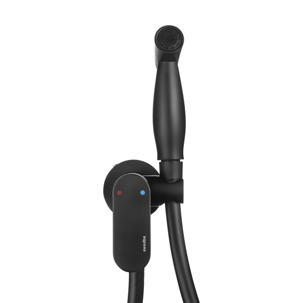 Смеситель встраиваемый Swedbe Platta с гигиеническим душем черный (5567B) Смеситель встраиваемый Swedbe Platta с гигиеническим душем черный (5567B)