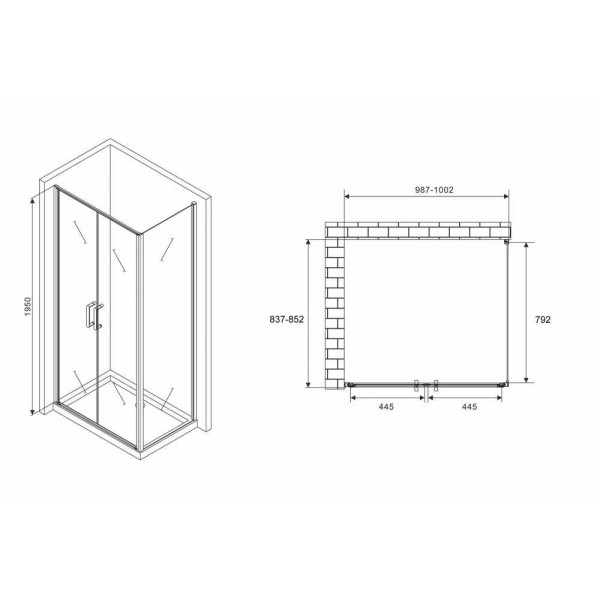 Душевой уголок Abber Sonnenstrand 85x100 стекло прозрачное, профиль черный (AG04100BC-S85B)