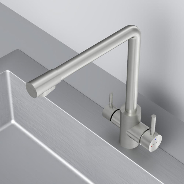 Смеситель для кухни AM.PM X-Joy S с L-изливом с каналом для питьевой воды сатин (F85B05711)