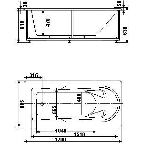 Ванна гидромассажная Акватек Леда 170х80 НМ (пневматика)
