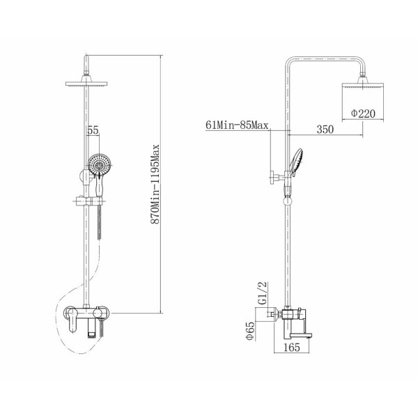Душевая система Fashun хром (A2453) Душевая система Fashun хром (A2453)